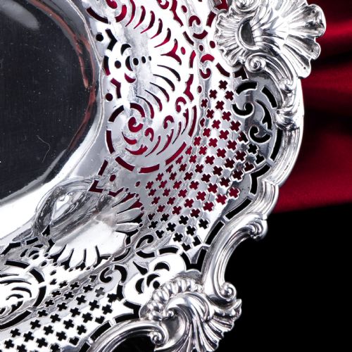 fig 2. Antique Georgian Sterling Silver Basket Rococo Revival Shell & Pierced Design - Robert Garrard 1804