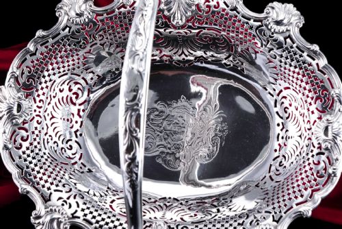 fig 4. Antique Georgian Sterling Silver Basket Rococo Revival Shell & Pierced Design - Robert Garrard 1804