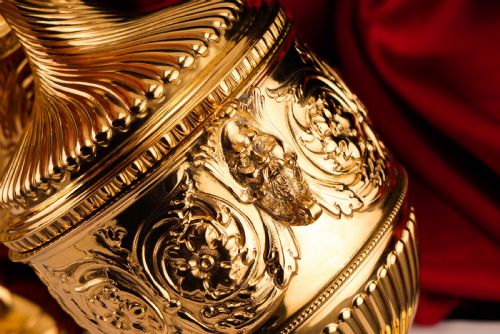 fig 7. Antique Solid Silver Gilt Vase/Urn Pair with Figural Roman Classical Influences - George Nathan & Ridley Hayes 1910