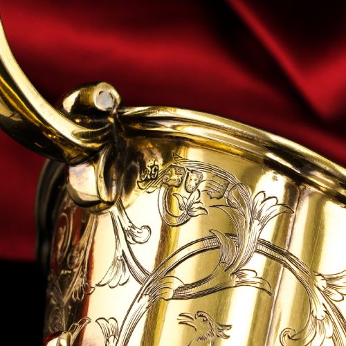 fig 2. Magnificent Antique Victorian Solid Silver Gilt Ewer/Pitcher with Figural Engravings - Robert Garrard 1841