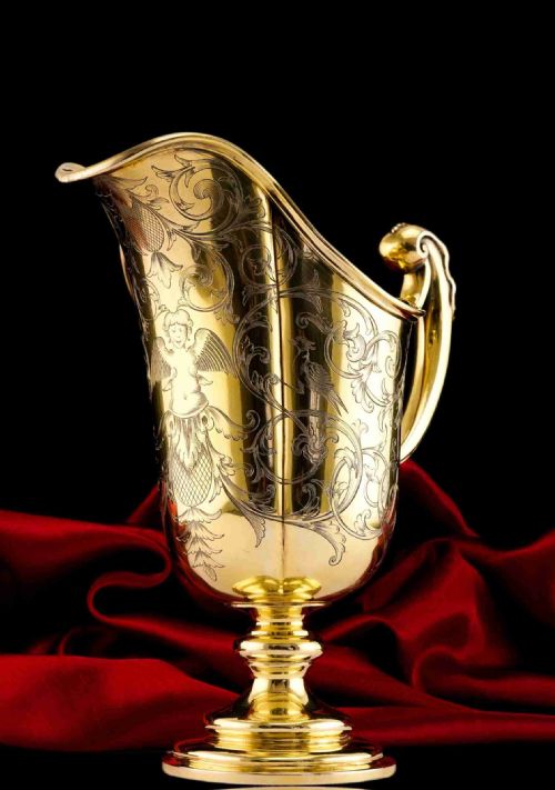 Magnificent Antique Victorian Solid Silver Gilt Ewer/pitcher with Figural Engravings - Robert Garrard 1841