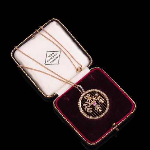ANTIQUE EDWARDIAN BELLE EPOQUE PEARL PINK TOURMALINE PENDANT NECKLACE 9CT GOLD C1910 - ADDITIONAL PHOTO 9