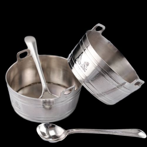 ANTIQUE VICTORIAN SOLID SILVER SALT CELLAR NOVELTY PAILBASKET DESIGN WILSON DAVIS 1870 - ADDITIONAL PHOTO 8