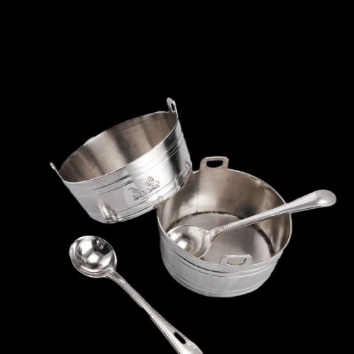 ANTIQUE VICTORIAN SOLID SILVER SALT CELLAR NOVELTY PAILBASKET DESIGN WILSON DAVIS 1870 - ADDITIONAL PHOTO 9
