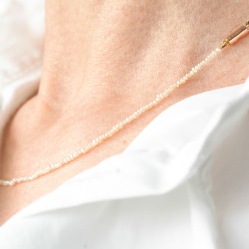 fig 3. Antique Georgian Natural Seed Pearl Necklace 9ct Gold - c.1800