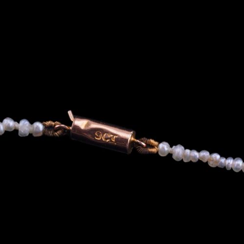 fig 6. Antique Georgian Natural Seed Pearl Necklace 9ct Gold - c.1800