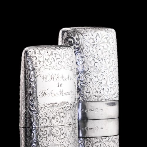 ANTIQUE VICTORIAN SOLID STERLING SILVER CIGAR CHEROOT CASE NATHANIEL MILLS 1842 - ADDITIONAL PHOTO 4