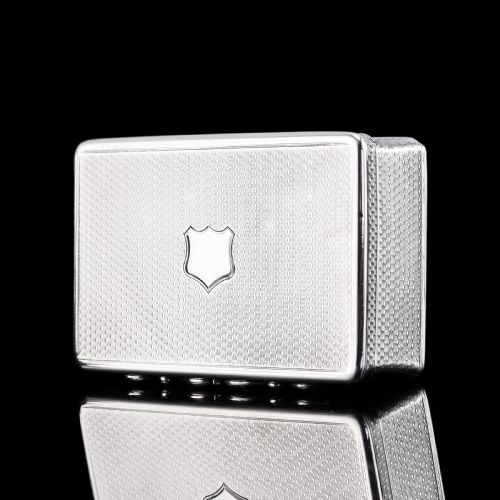 fig 6. Antique Solid Silver Georgian Snuff Box with Ornate Acanthus Thumbpiece - London 1837