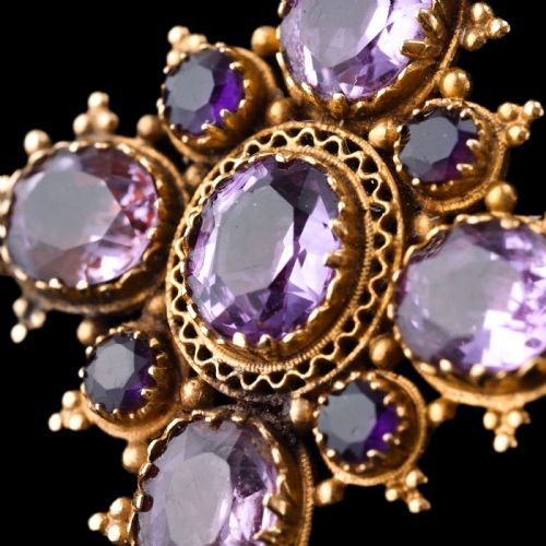 fig 4. Antique Georgian 18ct Gold Amethyst Pendant Necklace Cannetille - c.1820
