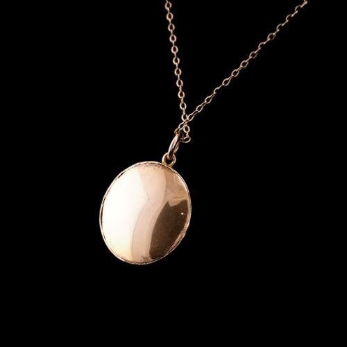 fig 2. Antique Diamond, Pearl and Blue Enamel 9ct Gold Pendant Necklace - C.1900