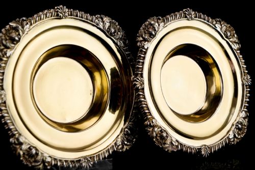 fig 1. Magnificent Antique Georgian Solid Silver Gilt Dish/Salt Pair - Barnard 1814