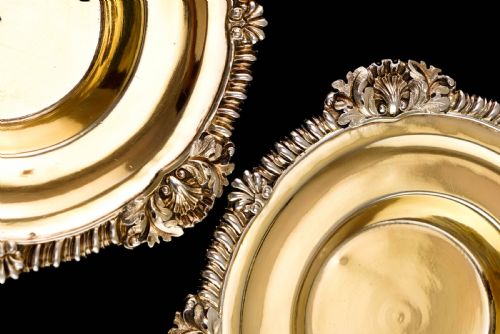 fig 2. Magnificent Antique Georgian Solid Silver Gilt Dish/Salt Pair - Barnard 1814