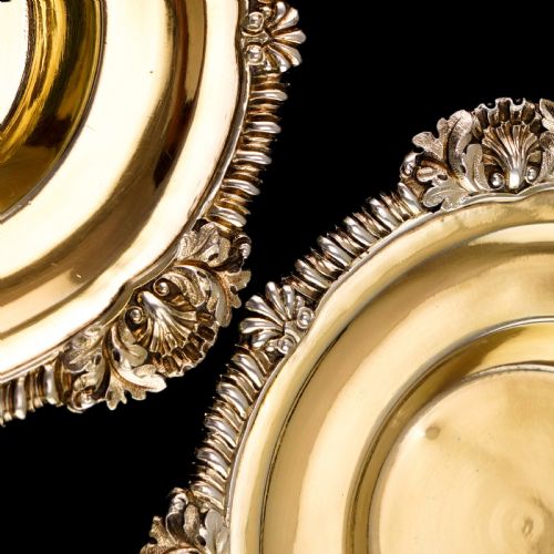 fig 3. Magnificent Antique Georgian Solid Silver Gilt Dish/Salt Pair - Barnard 1814