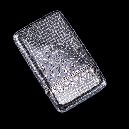 fig 4. Antique Solid Silver French Niello Cigarette Case - 19th c.