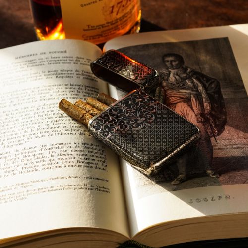 fig 5. Antique Solid Silver French Niello Cigarette Case - 19th c.