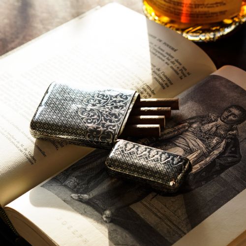 fig 6. Antique Solid Silver French Niello Cigarette Case - 19th c.