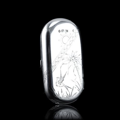 fig 5. Antique Victorian Solid Silver Cigarette Case Aesthetic Style - Birmingham 1880