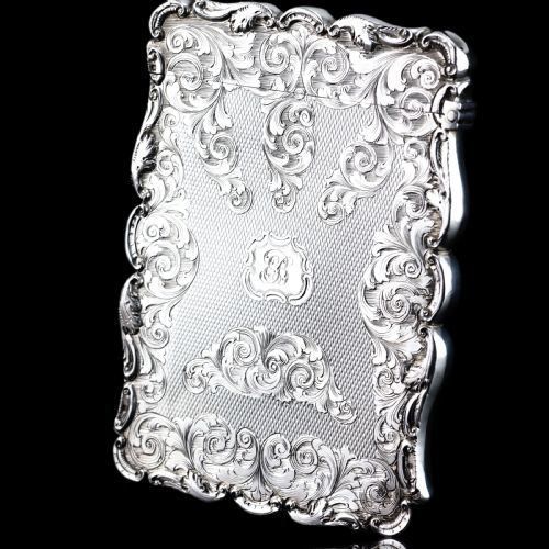 ANTIQUE VICTORIAN SOLID SILVER CARD CASE EXQUISITE ENGRAVINGS 1844 - ADDITIONAL PHOTO 13