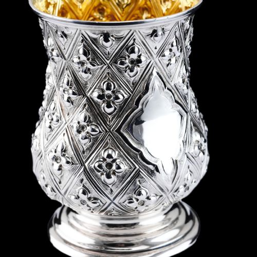 fig 2. Antique Victorian Solid Silver Mug Abercorn/Pineapple Design - Martin Hall & Co 1868