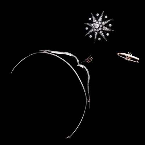 ANTIQUE VICTORIAN DIAMOND TIARA STARBURST WITH CONVERTIBLE BROOCHPENDANT C1890 - ADDITIONAL PHOTO 8