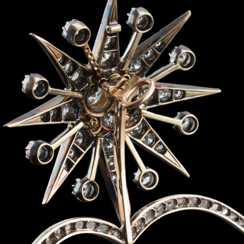ANTIQUE VICTORIAN DIAMOND TIARA STARBURST WITH CONVERTIBLE BROOCHPENDANT C1890 - ADDITIONAL PHOTO 9