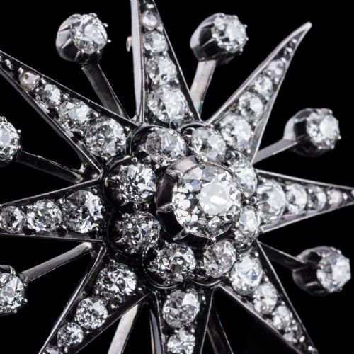 ANTIQUE VICTORIAN DIAMOND TIARA STARBURST WITH CONVERTIBLE BROOCHPENDANT C1890 - ADDITIONAL PHOTO 10