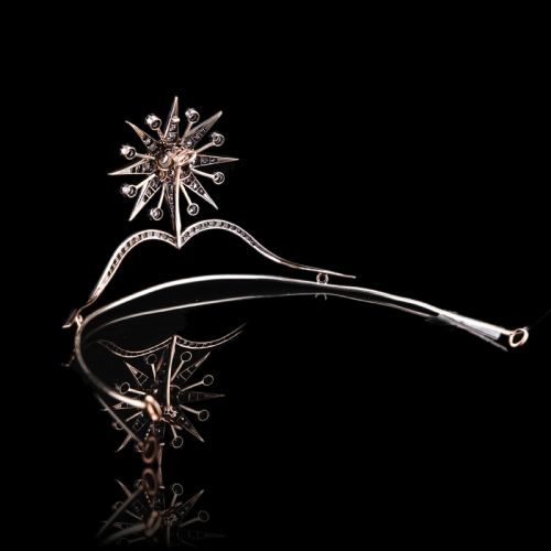 ANTIQUE VICTORIAN DIAMOND TIARA STARBURST WITH CONVERTIBLE BROOCHPENDANT C1890 - ADDITIONAL PHOTO 11