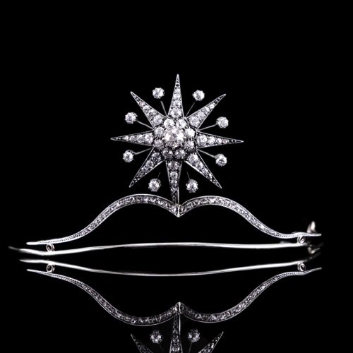 ANTIQUE VICTORIAN DIAMOND TIARA STARBURST WITH CONVERTIBLE BROOCHPENDANT C1890 - ADDITIONAL PHOTO 12