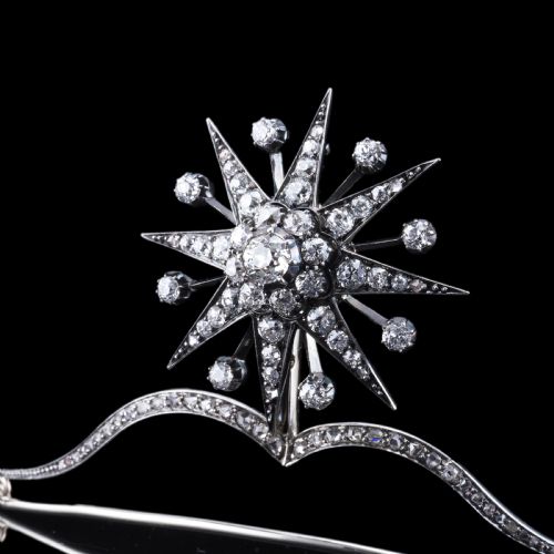 ANTIQUE VICTORIAN DIAMOND TIARA STARBURST WITH CONVERTIBLE BROOCHPENDANT C1890 - ADDITIONAL PHOTO 13