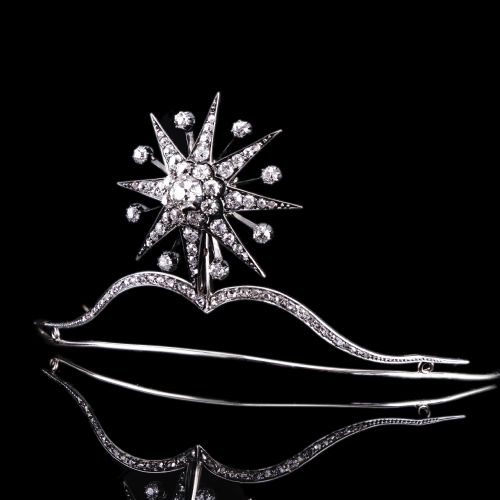 ANTIQUE VICTORIAN DIAMOND TIARA STARBURST WITH CONVERTIBLE BROOCHPENDANT C1890 - ADDITIONAL PHOTO 15