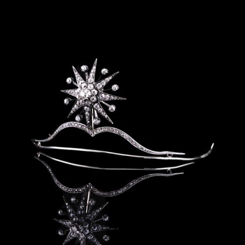 ANTIQUE VICTORIAN DIAMOND TIARA STARBURST WITH CONVERTIBLE BROOCHPENDANT C1890 - ADDITIONAL PHOTO 16