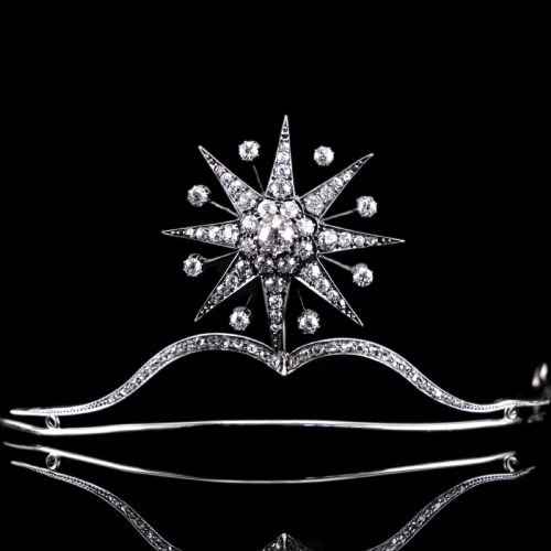 ANTIQUE VICTORIAN DIAMOND TIARA STARBURST WITH CONVERTIBLE BROOCHPENDANT C1890 - ADDITIONAL PHOTO 17