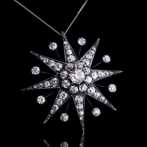 ANTIQUE VICTORIAN DIAMOND TIARA STARBURST WITH CONVERTIBLE BROOCHPENDANT C1890 - ADDITIONAL PHOTO 18