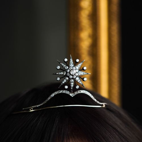 ANTIQUE VICTORIAN DIAMOND TIARA STARBURST WITH CONVERTIBLE BROOCHPENDANT C1890 - ADDITIONAL PHOTO 22