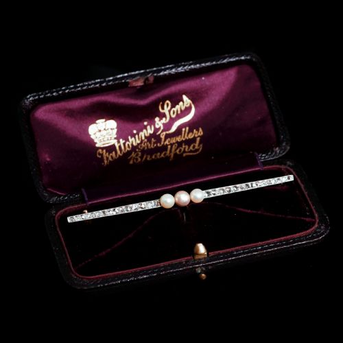 ANTIQUE PINK PEARL DIAMOND BROOCH 18CT GOLD PLATINUM C1920 - ADDITIONAL PHOTO 20