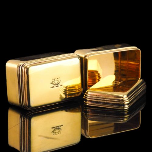 Antique Georgian Solid Silver Gilt Lidded Box/snuff Box Pair - Archibald Douglas 1827