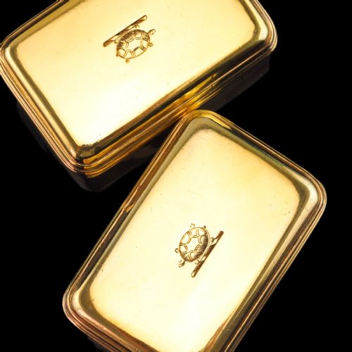 fig 2. Antique Georgian Solid Silver Gilt Lidded Box/Snuff Box Pair - Archibald Douglas 1827