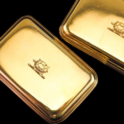 fig 3. Antique Georgian Solid Silver Gilt Lidded Box/Snuff Box Pair - Archibald Douglas 1827