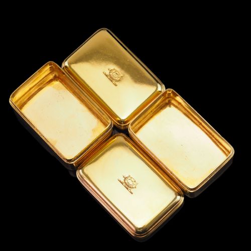 fig 7. Antique Georgian Solid Silver Gilt Lidded Box/Snuff Box Pair - Archibald Douglas 1827