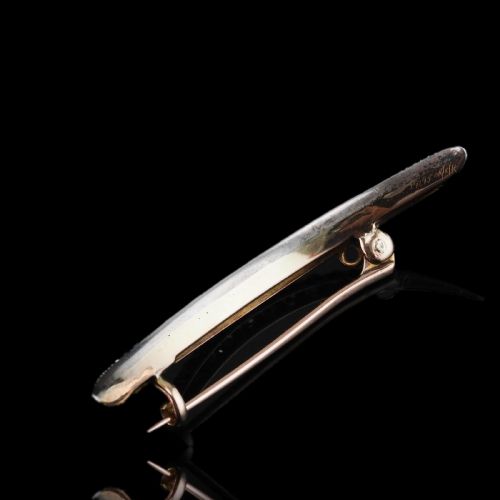 fig 1. Antique Victorian Diamond Brooch Crescent 14ct Gold - c.1890