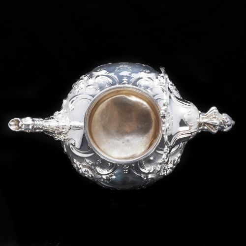fig 5. Antique Victorian Solid Silver Teapot in Louis XV Rococo Style - Barnard 1854