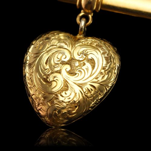 fig 8. Antique Victorian 'Puffy' Heart Brooch 18K Gold with Wonderful Engravings c.1890