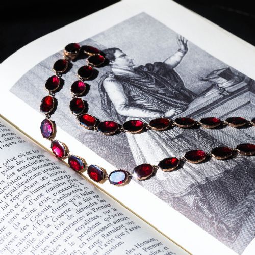 fig 10. Antique Georgian/Victorian Garnet Riviere Necklace 9K Gold - Early 19th c.