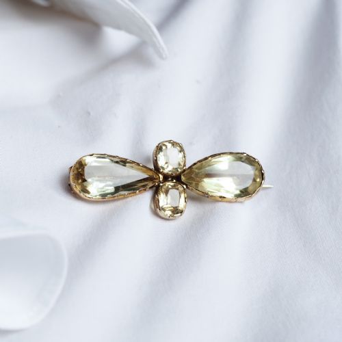 fig 2. Antique Citrine Brooch 12K Gold Quatrefoil Style Design - 19th c.