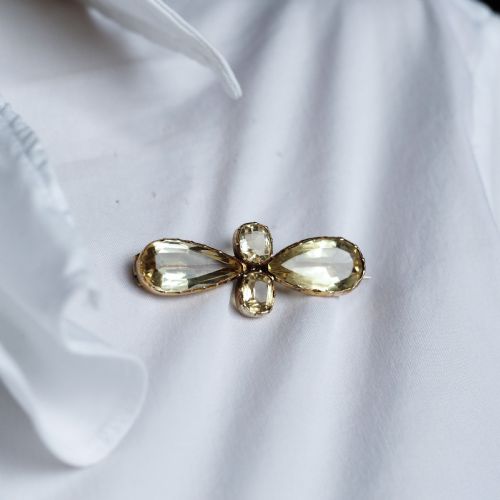 fig 3. Antique Citrine Brooch 12K Gold Quatrefoil Style Design - 19th c.