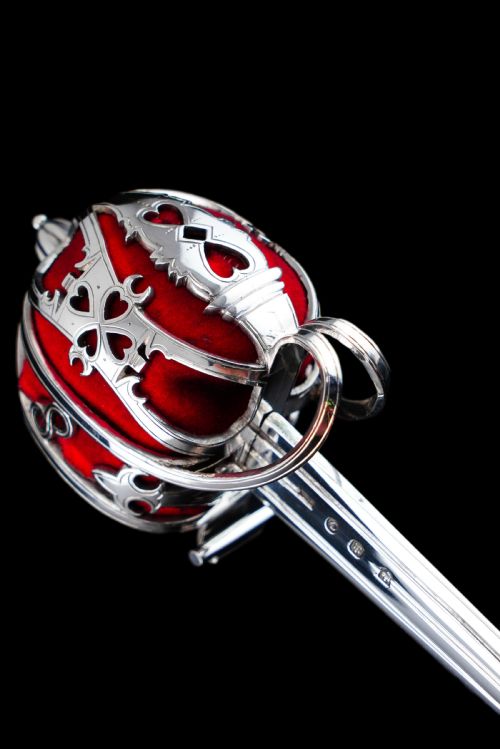 fig 1. Antique Scottish Solid Silver Letter Opener, Military Basket Hilt Sword Design - 1905