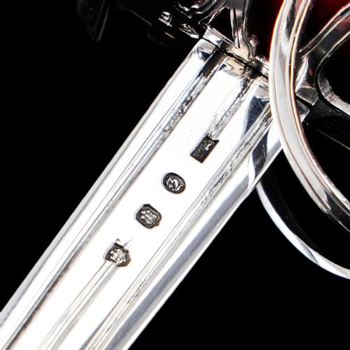 fig 3. Antique Scottish Solid Silver Letter Opener, Military Basket Hilt Sword Design - 1905