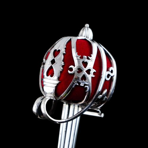 fig 5. Antique Scottish Solid Silver Letter Opener, Military Basket Hilt Sword Design - 1905
