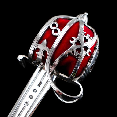 fig 7. Antique Scottish Solid Silver Letter Opener, Military Basket Hilt Sword Design - 1905