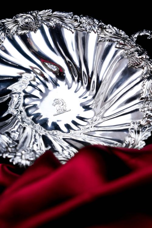 fig 2. Antique Solid Silver Georgian Bowl, Twin Handle Wrythen & Profusely Chased Motifs - Edward Edwards 1834